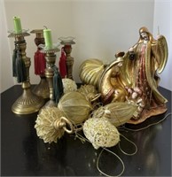Gold Christmas Ornaments, Candlesticks Nativity