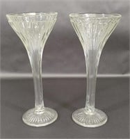 Pair of Vintage Tall Fluted Ribbed Centerpieces