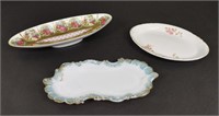 Vintage Tray, Milk Glass Tray, & Floral Plate