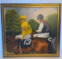 Jockeys on Horses Painting by Nancy Kleck Original