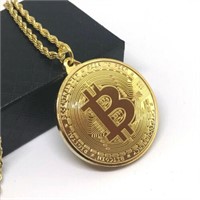 Gold Plated Bitcoin Coin Necklace Gold Plated Bitc