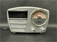 Silver Timex Alarm Clock AM FM Radio