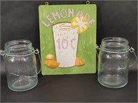 Preserves Glass Jar Lanterns, Lemonade Tin Sign