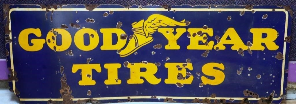 Vntg porcelain 66x24 Goodyear Tires sign