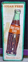 Vntg 48x17.5 metal embossed Diet Rite Cola sign
