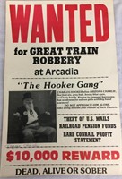 Scarce Antique Train Robbery Wanted Poster