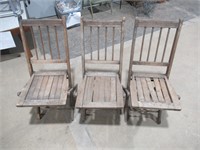 3 wooden folding chairs