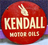 Vntg dbl sided 24in Kendall Motor Oils adv sign