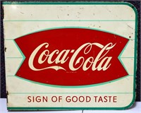 Vntg 18.5x15 Coca Cola fishtail flange sign