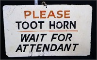 Vintage 18.25 x 11 Masonite Toot Horn Sign