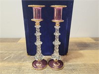 Vtg. Purple Glass Candle Holders