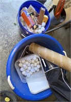 LARGE LOT OF GOLF BALLS IN BUCKETS