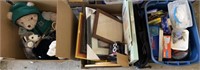 3 LG BOXES OF VARIOUS SMALLS, FRAMES, ETC