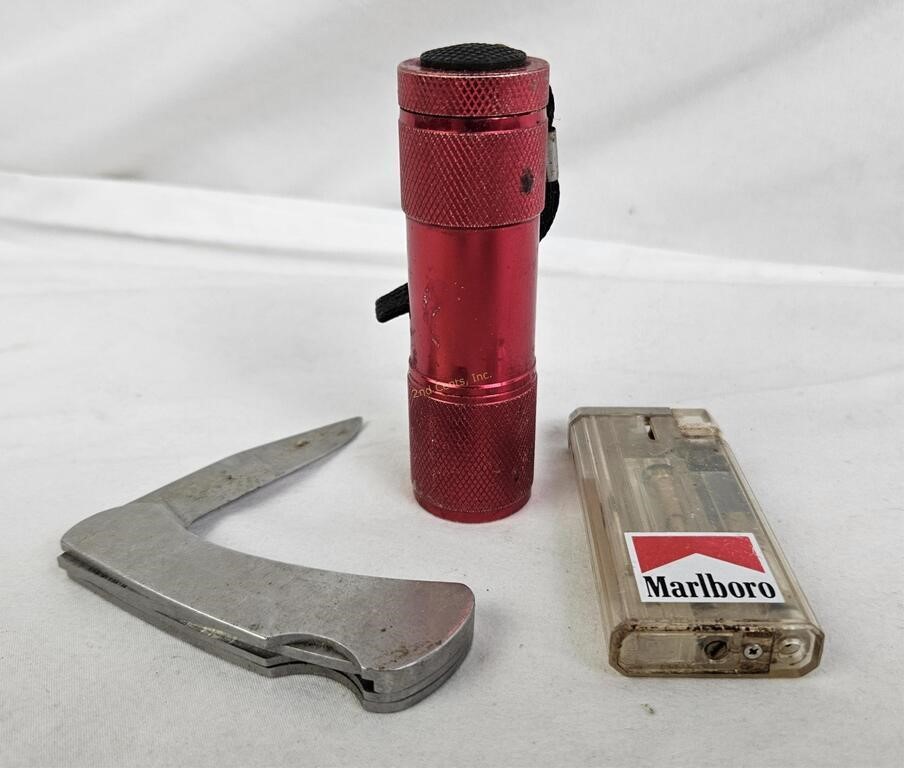 S&w Pocket Knife, Flashlight & Marlboro Lighter