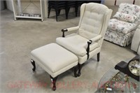 Wingback Arm Chair and Ottoman:
