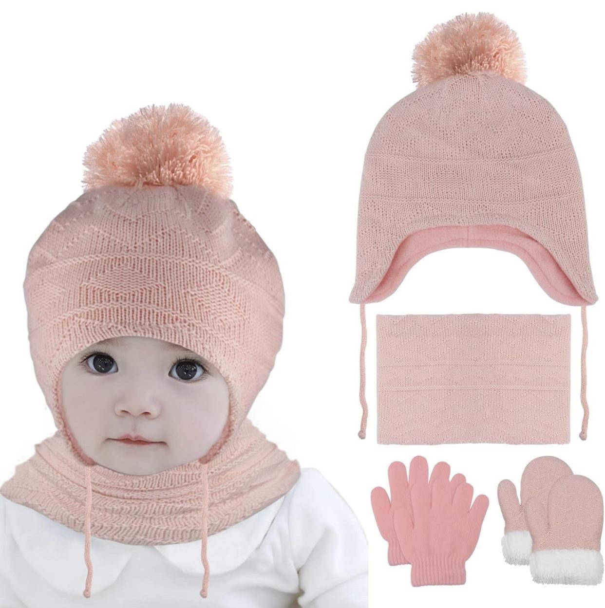 6PCS Hats and Gloves for Toddlers Hat Gloves Set