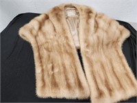 Honey Blond Real Fur Wrap With Pockets By Ottawa