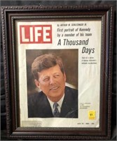 FRAMED LIFE MAGAZINE COVER OF JFK AND