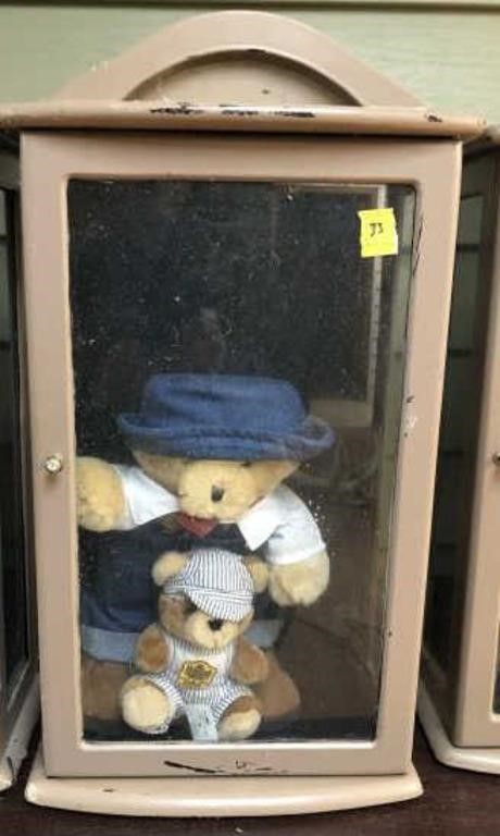 RAILROAD TEDDY BEARS IN WOOD AND GLASS