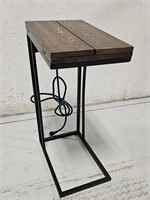 Wood × Iron Extending C Table W/ USB Ports +