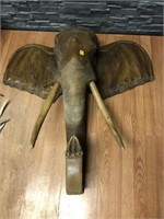 WOODEN CARVED ELEPHANT WALL ART