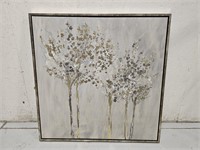 Metallic Tone Framed Tree Print 33.5×34×1.5"