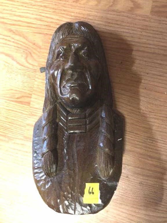 CARVED WOODEN NATIVE AMERICAN PLAQUE