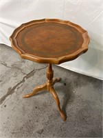 Antique Wooden Side Table with Leather Top