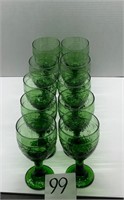 Lot of 10 Green Glass Cups