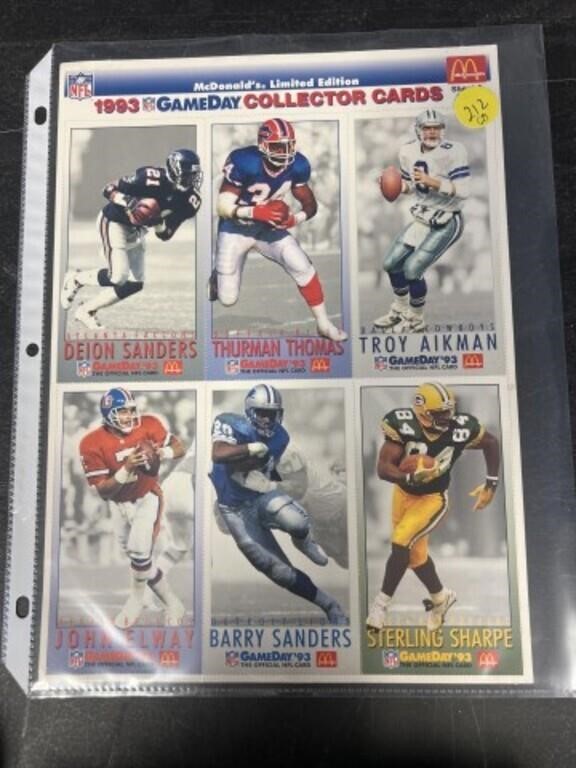 1993 (12) MCDONALDS GAMEDAY COLLECTOR CARDS