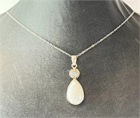 24" Italian Chain/Moonstone/Labradorite Pendant