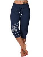 R7199  Print Casual Pants Women Knee-Length, XL