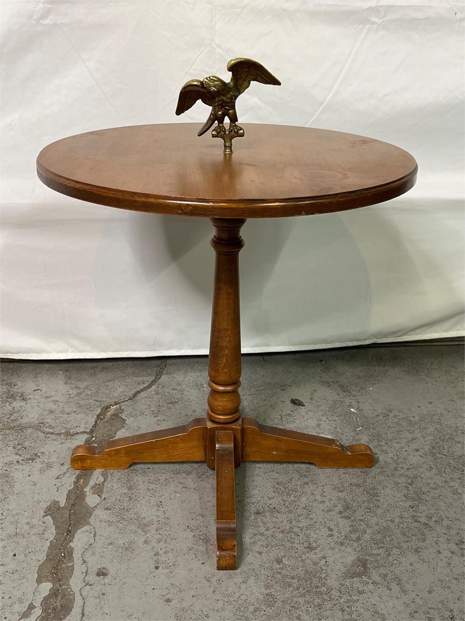 Antique Wooden End Table with Metal Eagle Detail