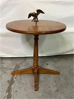 Antique Wooden End Table with Metal Eagle Detail