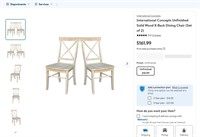 W1672  Int. Concepts Wood X-Back Chairs Set of 2