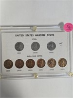 US WARTIME CENTS 3 STEEL PENNIES & 1943,1943D,