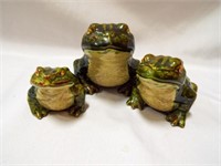 3 handmade1970 Pottery Frogs