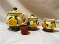 pottery fruit painted teapot,