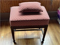 Red Upholstered Vanity Bench & Cushion
