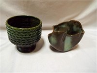 Haeger Pottery Planter Green Braided Rope -Vintage
