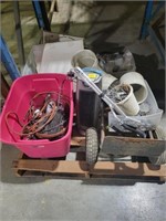 2 WHEEL DOLLY, NAILS, BATTERY CHARGER, ETC.