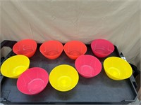 9 Large Colorful Mixing Bowls