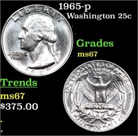 1965-p Washington Quarter 25c Grades GEM++ Unc