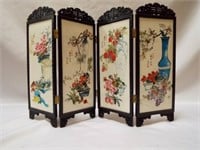 Vintage Miniature Oriental 4 Panel Folding Screen