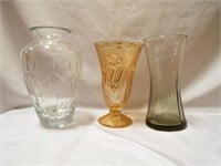 9" Marigold Carnival Glass Vase - Poland Block