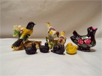 Ceramic Birds on Trees Figurines (one Bird Broken)