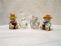 (2) Resin Rabbit Figurines - Clear Plastic Rabbit