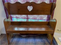 Country Style Bench with Heart Motif