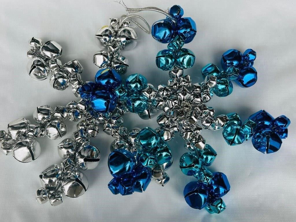 Taiwan Blue Silver 12" Jingle Bell Snowflake