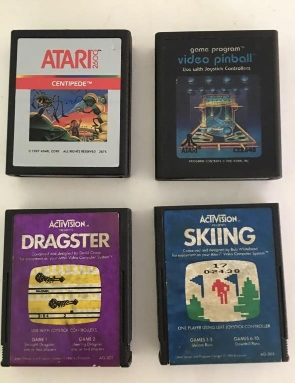 4 Atari 2600, 1980s Centipede. Video Pinball.